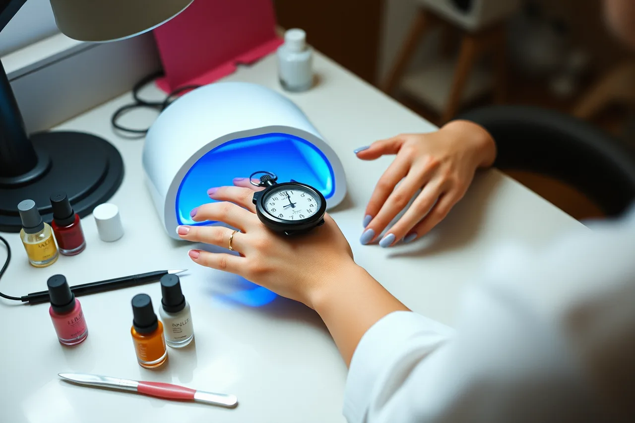Nail technician timing a gel manicure at her station (Nail salon market trends worth planning around for 2027)